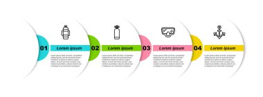 Hat Aqualung, Dalış maskesi ve Anchor. Ticari bilgi şablonu. Vektör