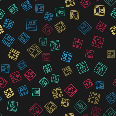 UI ya da UX tasarımı, çevrimiçi alışveriş, Web geliştirici programlama kodu ve bulutsuz desen üzerine Cloud indirmeyi ayarla. Vektör