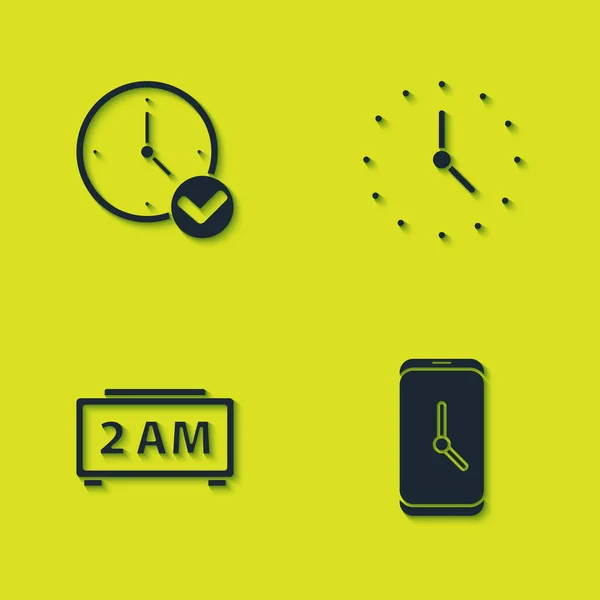 Set Clock Alarm Clock App Mobile Digital Alarm Icon Vector — Stock Vector