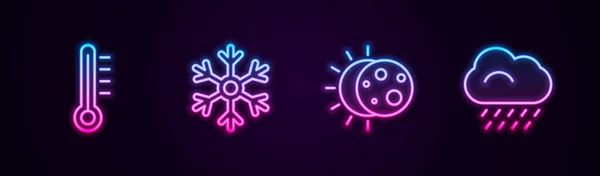 布线气象温度计 发光的霓虹灯图标 — 图库矢量图片