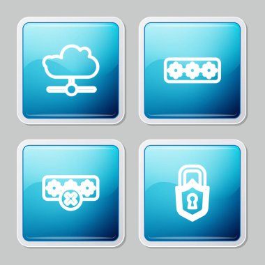 Satır Ağ Bulut bağlantısını, Parola korumasını ve Kilit simgesini ayarla. Vektör