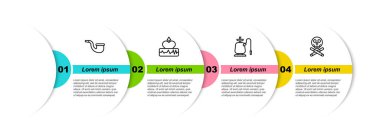 Pipo içilmez, kalp atışı artar, nargile, kemik ve kafatası. Ticari bilgi şablonu. Vektör