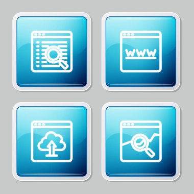 Satır Arama motorunu, Tarayıcı penceresini, Bulut yüklemesini ve borsa simgesini içeren web sitesini ayarla. Vektör