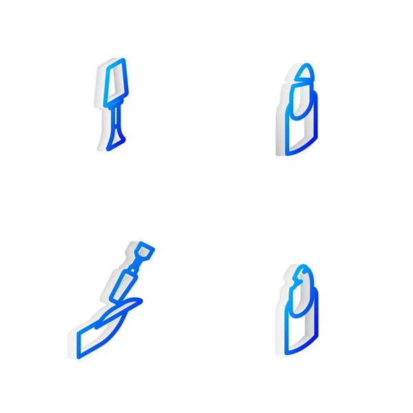 Set Isometric Ligne Clou Cassé Vernis Ongles Fraise Pour Manucure — Image vectorielle