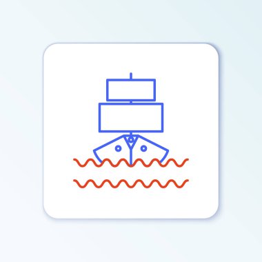 Çizgi Gemisi simgesi beyaz arkaplanda izole edildi. Renkli taslak konsepti. Vektör