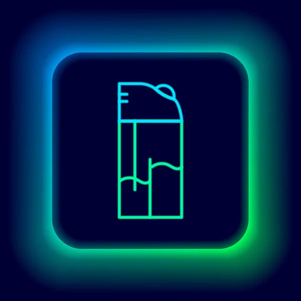 Glödande Neon Line Ljusare Ikon Isolerad Svart Bakgrund Färgstarkt Skisskoncept — Stock vektor
