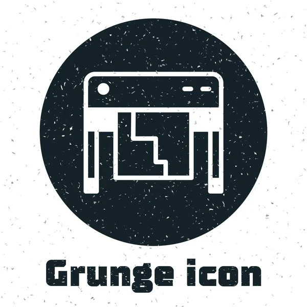 Grunge Plotter 아이콘은 배경에서 분리되었습니다 프린터 인쇄소 인쇄소 서비스 모노크롬 — 스톡 벡터