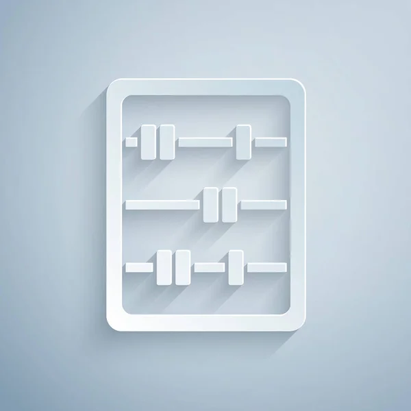 Papier Découpé Icône Abacus Isolé Sur Fond Gris Cadre Comptage — Image vectorielle
