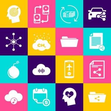 Paylaşım dizini, dosya, iade parası, metan emisyon azaltma ve Ağ simgesini ayarla. Vektör