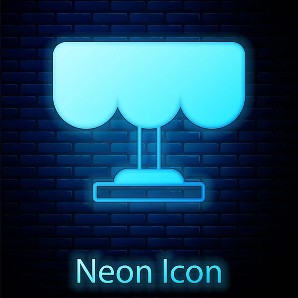 Glödande Neon Trä Bord Ikon Isolerad Tegel Vägg Bakgrund Gatukafé — Stock vektor