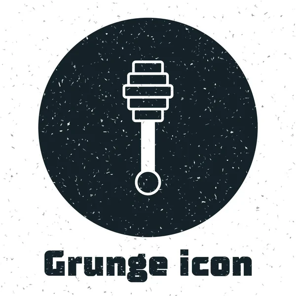 Grunge Honey Dipper Stick Icono Aislado Sobre Fondo Blanco Cuchara — Vector de stock