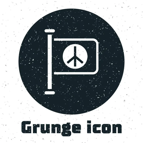 Grunge Flag Barış Simgesi Beyaz Arka Planda Izole Edildi Hippi — Stok Vektör