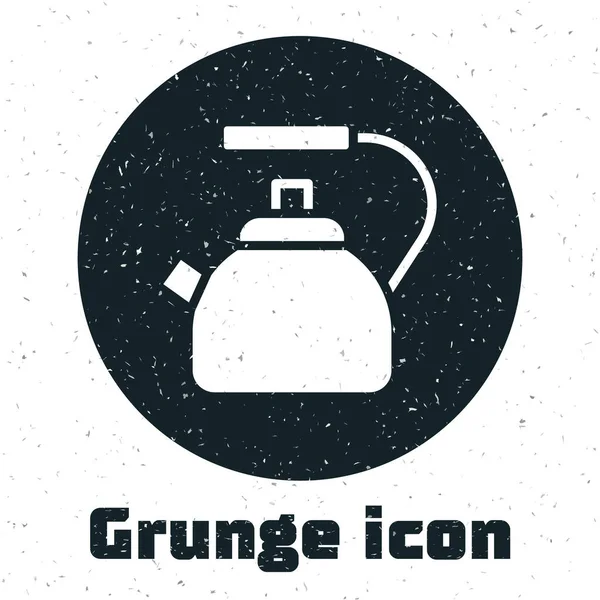 Bouilloire Grunge Avec Icône Poignée Isolée Sur Fond Blanc Icône — Image vectorielle