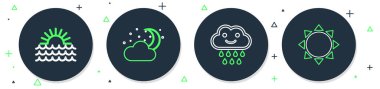Bulut 'u ay ve yıldızlarla, yağmurla, günbatımıyla ve ikonuyla aynı hizaya getir. Vektör