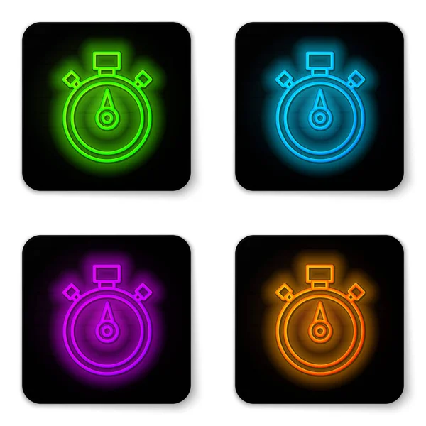 Glowing Neon Line Stopwatch Icon Isolated White Background Time Timer — Stock Vector