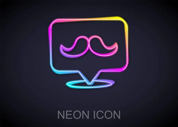 Zářící Neonová Čára Ikona Kníru Izolovaná Černém Pozadí Symbol Holičství — Stockový vektor