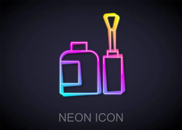 Leuchtende Neon Linie Flasche Nagellack Symbol Isoliert Auf Schwarzem Hintergrund — Stockvektor