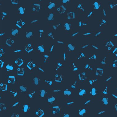 Hava kompresörünü, inşaat matkabını, lehim demirini ve elektrik jeneratörünü kusursuz desene ayarlayın. Vektör