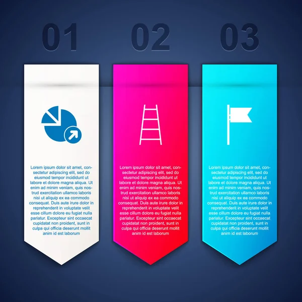 stock vector Set Financial growth, Stair with finish flag and Location marker. Business infographic template. Vector.