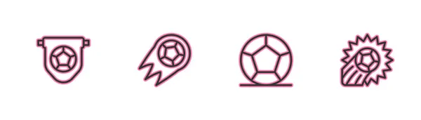Setzen Sie Linie Fußball Flaggen Wimpel Fußball Fußball Und Symbol — Stockvektor