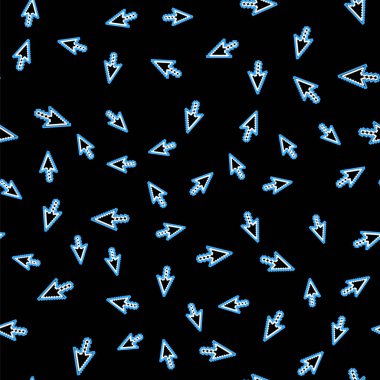 Çizgi pikseli ok imleç simgesi siyah arkaplanda izole edilmiş pürüzsüz desen. Vektör