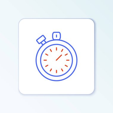 Çizgi Kronometresi simgesi beyaz arkaplanda izole edildi. Zaman göstergesi. Kronometre işareti. Renkli taslak konsepti. Vektör