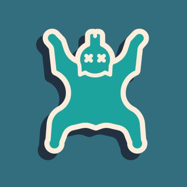 Yeşil Ayı derisi simgesi yeşil arkaplanda izole edildi. Uzun gölge tarzı. Vektör.