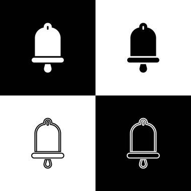 Gemi çanı simgesini siyah beyaz arkaplanda izole et. Vektör