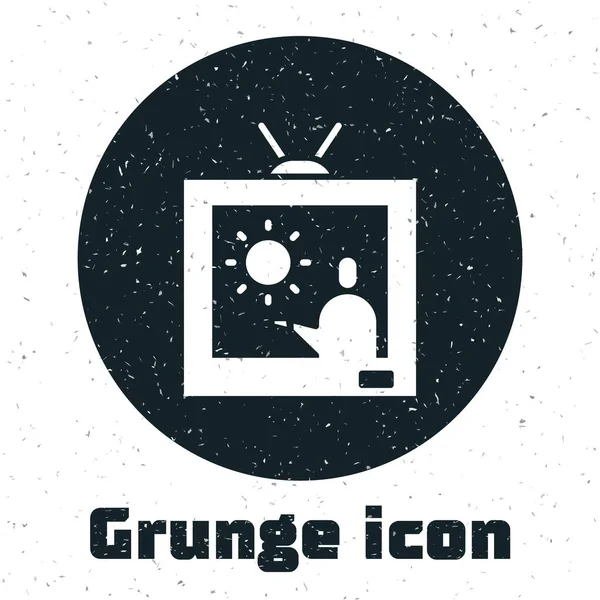 Grunge Weather Forecast Εικονίδιο Που Απομονώνεται Λευκό Φόντο Μονόχρωμη Παλιά — Διανυσματικό Αρχείο