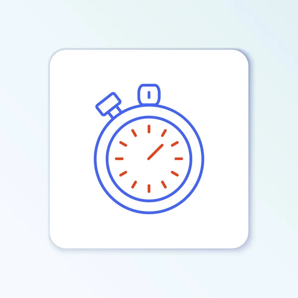 Ikona Line Stopwatch Izolovaná Bílém Pozadí Časový Spínač Chronometr Barevný — Stockový vektor