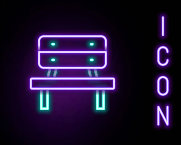 Leuchtendes Neon Line Bench Symbol Isoliert Auf Schwarzem Hintergrund Buntes — Stockvektor
