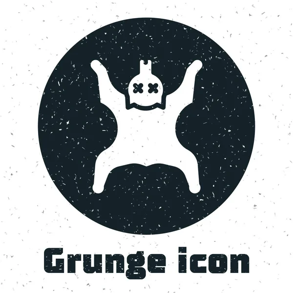Grunge Bear Haut Ikone Isoliert Auf Weißem Hintergrund Monochrome Vintage — Stockvektor