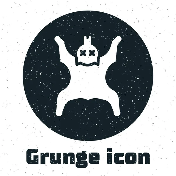 Grunge Icona Della Pelle Orso Isolato Sfondo Bianco Disegno Monocromatico — Vettoriale Stock