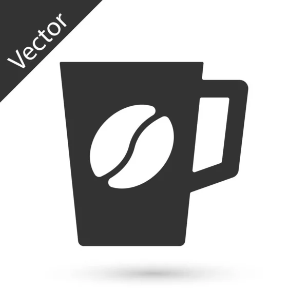 Grå Kaffe Kopp Ikon Isolerad Vit Bakgrund Tekopp Varmt Dricka — Stock vektor
