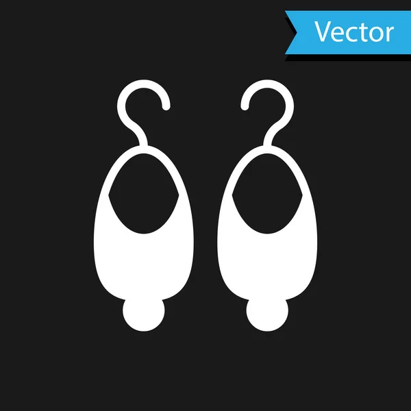 White Earrings Icon Isolated Black Background Jewelry Accessories Vector — Stock Vector