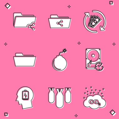 Paylaşım dizini, geri ödeme parası, dizin, bomba patlamaya hazır ve saat yönünde simgeyle sabit disk sürücüsünü ayarla. Vektör