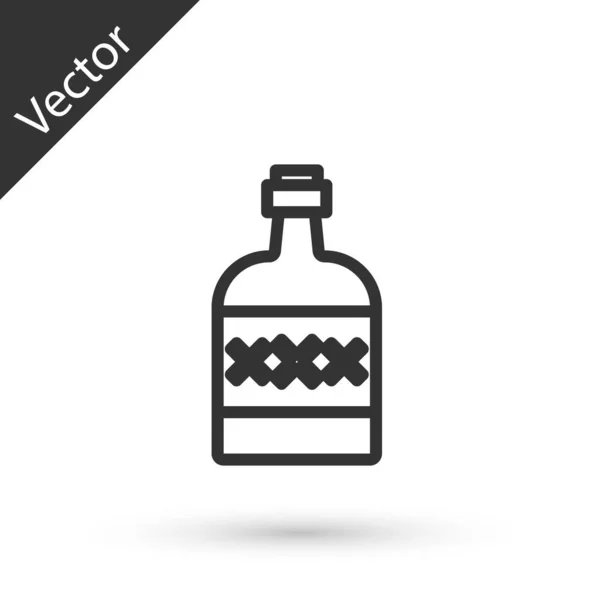 Icono Botella Tequila Línea Gris Aislado Sobre Fondo Blanco Bebida — Vector de stock