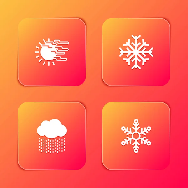 stock vector Set Fog and sun, Snowflake, Cloud with rain and  icon. Vector.