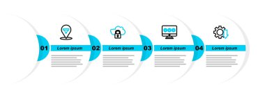 Satır Cost indirme monitörünü parola Cloud bilgisayar kilidi ve konum satış hunisi simgesi ile ayarla. Vektör.