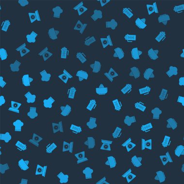 Pullar, çaydanlık, meyve sıkacağı ve şefin şapkasını pürüzsüz desenlere göre ayarla. Vektör.