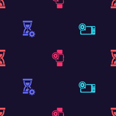 Mikrodalga fırın ayarı, Kum Saati, Akıllı Kum Saati ve Kum Saati 'ni kusursuz desenli ayarla. Vektör.