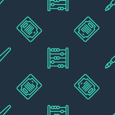 Çizgi Abaküs Sertifika şablonu ve boya fırçasını kusursuz desene ayarla. Vektör.