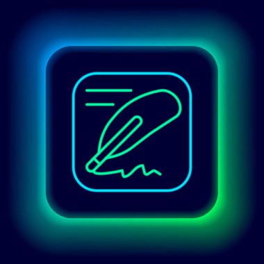 Parlayan neon hattı bağımsızlık ilanı siyah arka planda izole edildi. Renkli taslak konsepti. Vektör