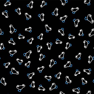 Çizgi Radyo kontrollü oyuncak ikonu siyah arka planda kusursuz desen izole etti. Uzaktan kumandalı oyuncak. Vektör