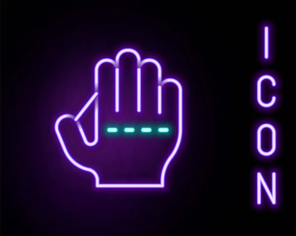 Gloeiende Neon Lijn Honkbal Handschoen Pictogram Geïsoleerd Zwarte Achtergrond Kleurrijk — Stockvector