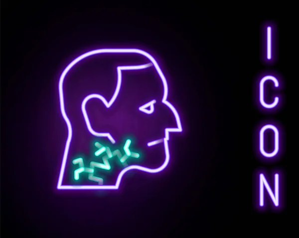 Leuchtende Leuchtschrift Kehlkopfkrebs Ikone Auf Schwarzem Hintergrund Kehlkopfkrebs Buntes Rahmenkonzept — Stockvektor