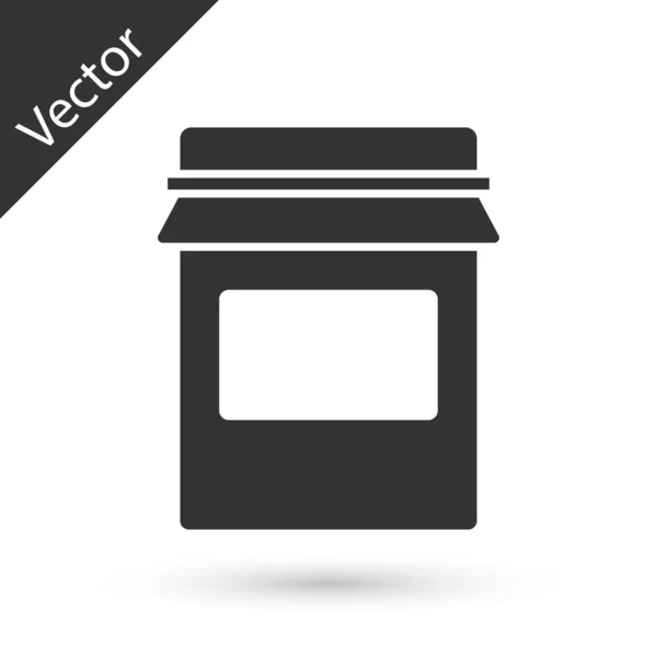 Icône Pot Confiture Gris Isolé Sur Fond Blanc Vecteur — Image vectorielle