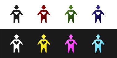 Gönüllü simgesini siyah beyaz arkaplanda izole et. Vektör