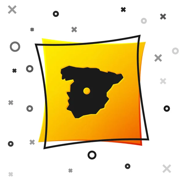 Mapa Negro España Icono Aislado Sobre Fondo Blanco Botón Cuadrado — Archivo Imágenes Vectoriales