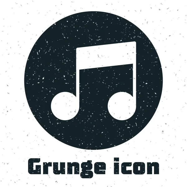 Grunge Music Note Tone Icon Isolated White Background Monochrome Vintage — Stock Vector